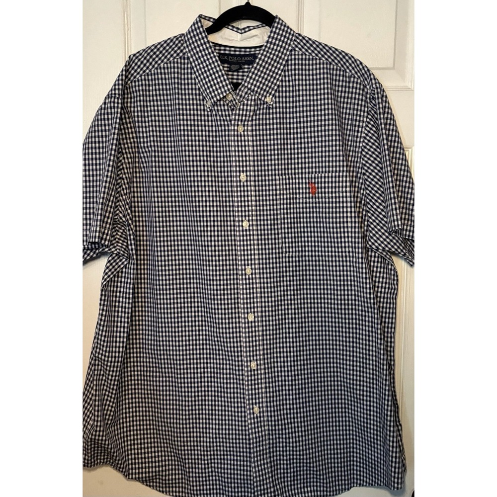 Men Polo Shirt Small by US Polo Assn - Blue Checkered Premium Quality XLT